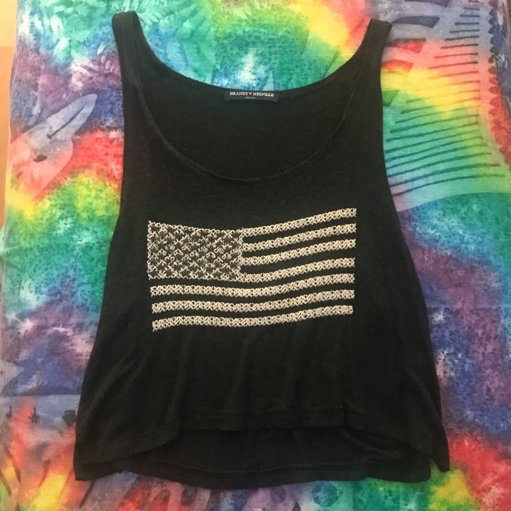 BRANDY MELVILLE grey/cream flag short tank